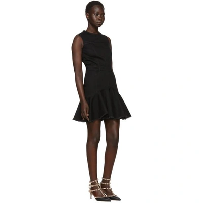 Shop Alexander Mcqueen Black Mini Denim Dress In 1000 - Blac