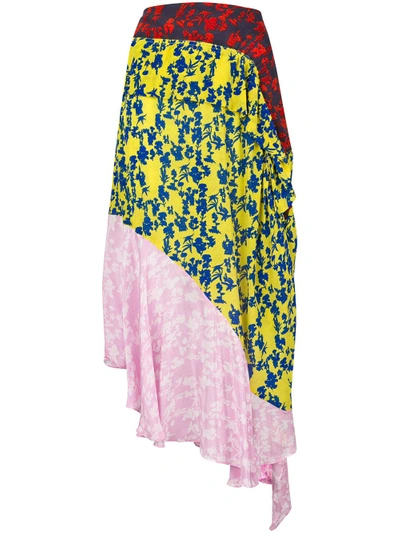 Preen Line Isabelle Asymmetric Paneled Crepe De Chine Midi Skirt