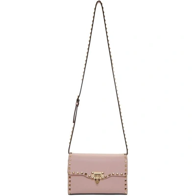 Shop Valentino Pink  Garavani Medium Rockstud Flap Bag