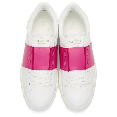 Shop Valentino White And Pink  Garavani Rockstud Open Sneakers In Dum Pink O