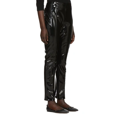 Shop Valentino Black Vinyl Skinny Trousers In 0no Black