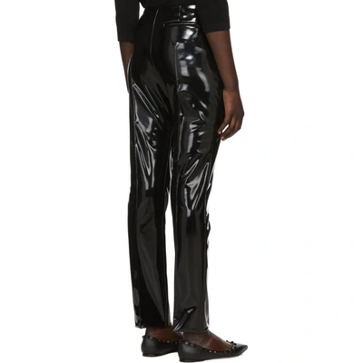Shop Valentino Black Vinyl Skinny Trousers In 0no Black