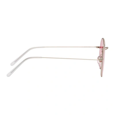 Shop Super Silver And Pink Wire Sunglasses