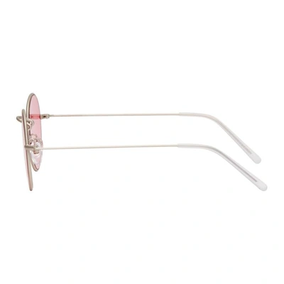 Shop Super Silver And Pink Wire Sunglasses