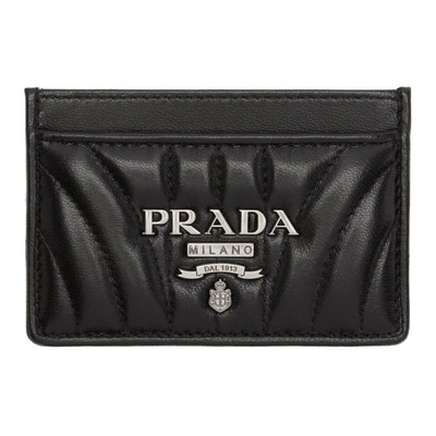 Shop Prada Black Quilted Logo Card Holder In F0002 Black