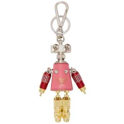 Shop Prada Pink Julietta Lady Robot Keychain In F0638 Begon