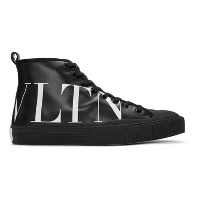 Shop Valentino Black  Garavani Vltn High-top Sneakers In 0ni Black