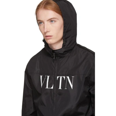 Shop Valentino Black Logo Windbreaker Jacket In 0no Black