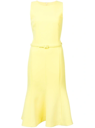 Shop Oscar De La Renta Halterneck Fluted Midi Dress - Yellow