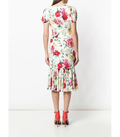 Shop Dolce & Gabbana Multicolor Floral Gathered Midi Dress