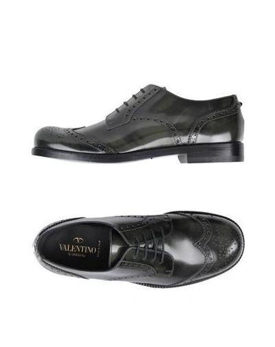 Shop Valentino Laced Shoes In Dark Green