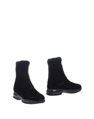 Shop Hogan Woman Ankle Boots Black Size 4 Soft Leather, Textile Fibers