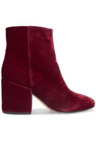 Shop Sam Edelman Woman Taye Velvet Ankle Boots Burgundy