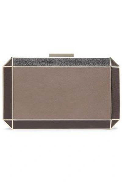 Shop Anya Hindmarch Two-tone Textured-leather Box Clutch In Taupe