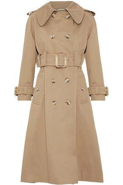 Shop Alexa Chung Woman Double-breasted Cotton-gabardine Trench Coat Camel