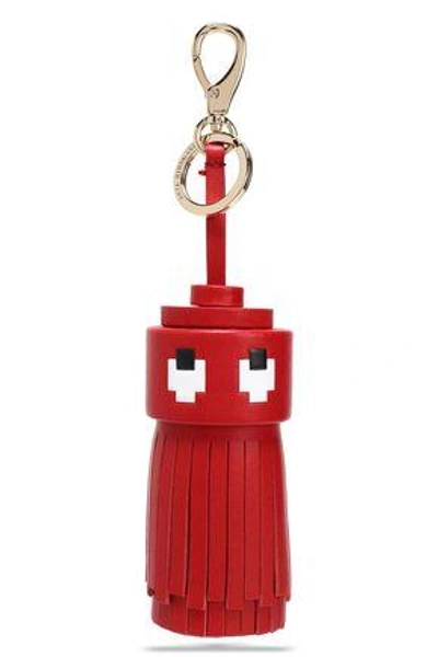Shop Anya Hindmarch Woman Ghost Printed Leather Tassel Keychain Red