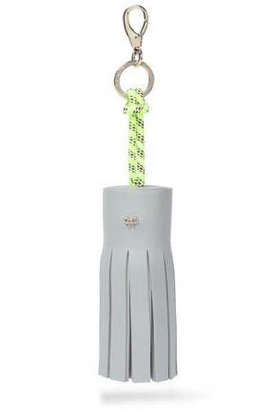 Shop Anya Hindmarch Woman Tasseled Leather And Rope Keychain Sky Blue