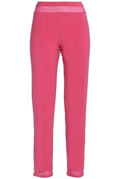 Shop Calvin Klein Underwear Woman Mesh-trimmed Stretch-jersey Pajama Pants Multicolor In Pink
