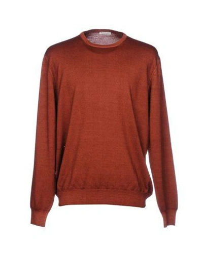 Shop Gran Sasso Man Sweater Rust Size 38 Virgin Wool In Red