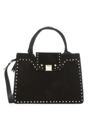 Shop Jimmy Choo Rebel Leather Studded Tote In Black