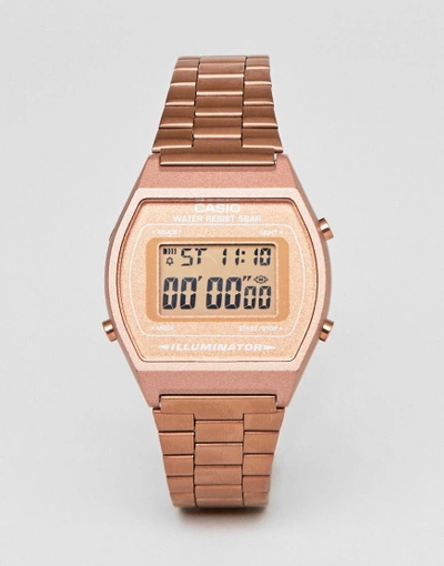 Shop Casio B640wc-1fr Digital Bracelet Watch In Rose Gold - Gold