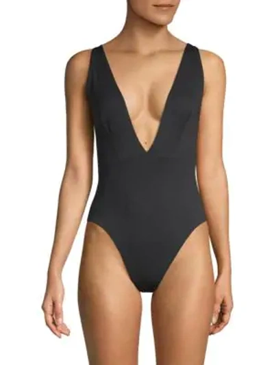 Shop Skin The Marina Plunging Maillot In Black