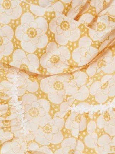 Shop Lisa Marie Fernandez Prairie Mini Floral Sheer Dress In White Orange Poppy Sheer