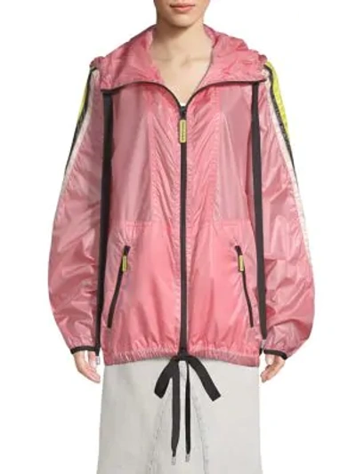 Shop Marc Jacobs Hooded Stripe Windbreaker In Bright Pink