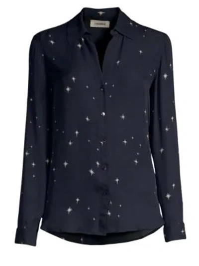 Shop L Agence Nina Star-print Blouse In Midnight Ivory