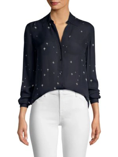 Shop L Agence Nina Star-print Blouse In Midnight Ivory