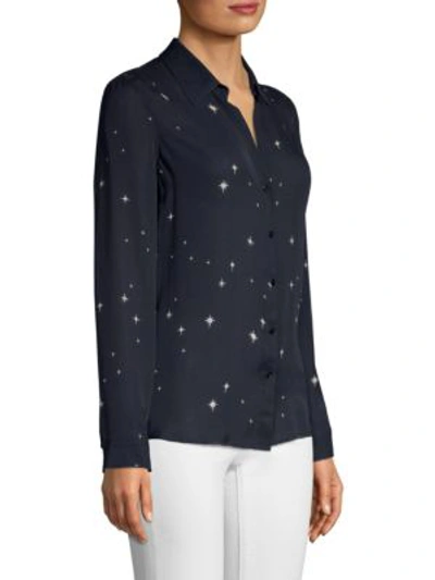 Shop L Agence Nina Star-print Blouse In Midnight Ivory