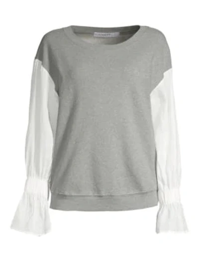 Shop Stateside Knit Bell Sleeve Pullover In Heather Grey