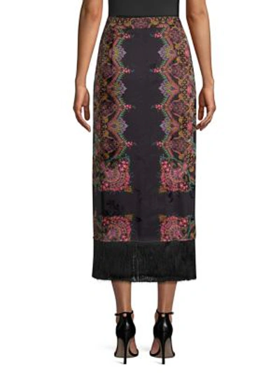 Shop Etro Chain Paisley Silk Tassel Midi Skirt In Black