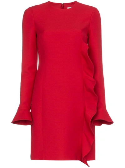 Shop Valentino Ruffled Dress In Red