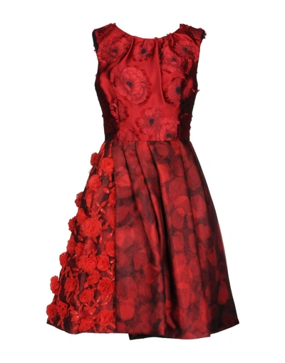 Shop Oscar De La Renta Knee-length Dress In Brick Red