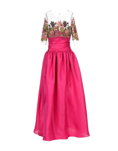 Shop Marchesa Long Dress In Fuchsia