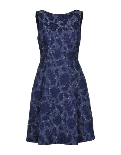 Shop Oscar De La Renta Short Dress In Dark Blue