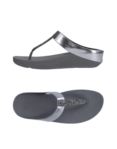 Shop Fitflop Woman Thong Sandal Silver Size 8.5 Textile Fibers