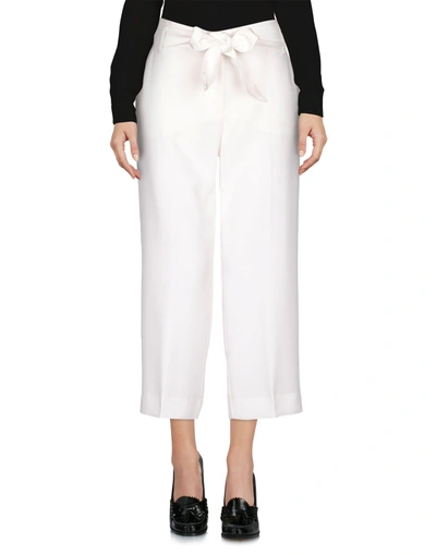 Shop Pinko Cropped Pants In Ivory