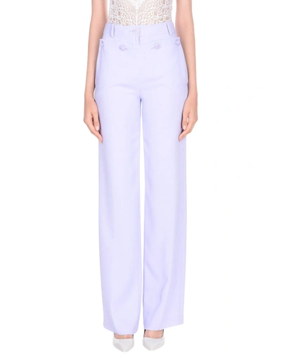 Shop Versace Casual Pants In Lilac