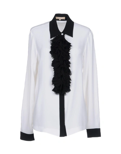 Shop Michael Kors Silk Shirts & Blouses In Ivory
