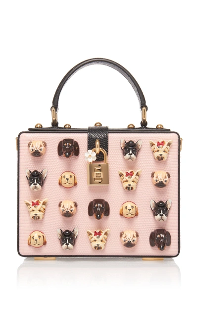 Shop Dolce & Gabbana Appliquéd Leather Box Tote In Pink