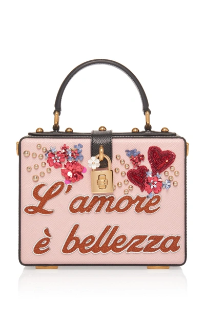 Shop Dolce & Gabbana Embellished Leather Box Tote In Pink