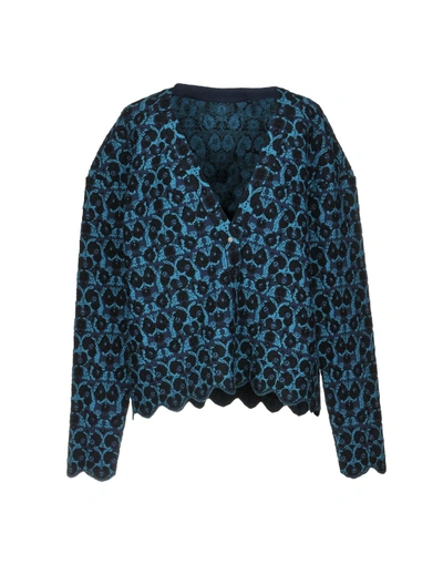 Shop Alaïa Cardigan In Dark Blue