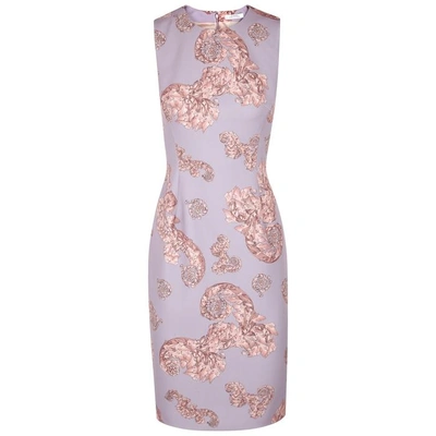 Shop Versace Lilac Baroque-print Dress In Pink