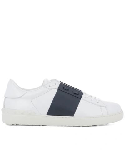 Shop Valentino White Leather Open Sneakers