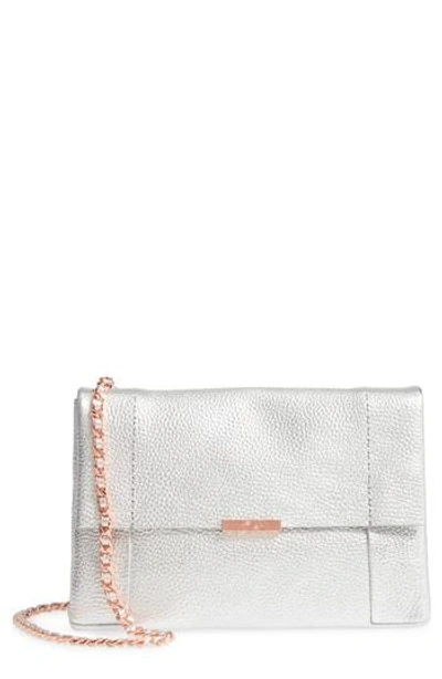 Shop Ted Baker Parson Leather Crossbody Bag - Metallic In Silver