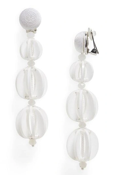 Shop Oscar De La Renta Beaded Drop Earrings In White