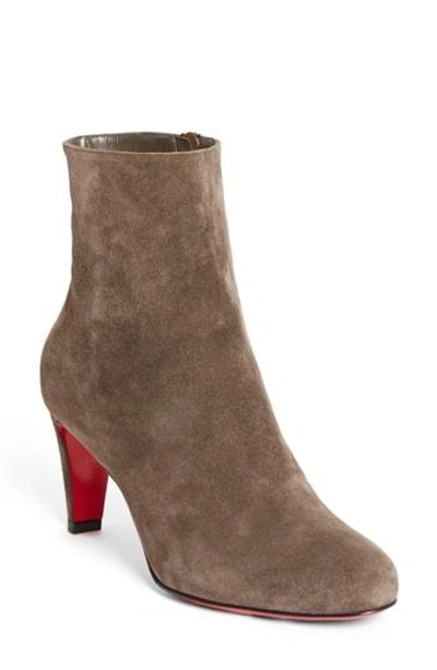 Shop Christian Louboutin 'top' Ankle Bootie In Grey Suede