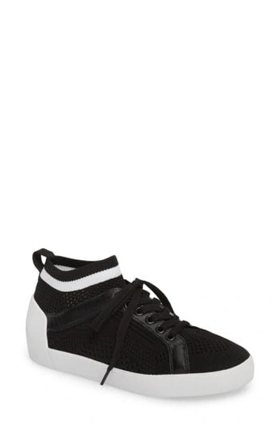 Shop Ash Nolita Mid Top Sock Sneaker In Black/ White/ Black